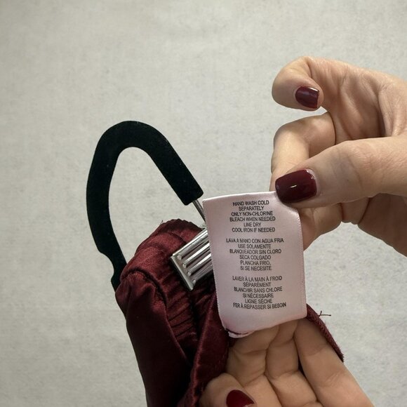 NSR Pants Womens Large Burgundy Satin Cargo Drawstring Elastic Waist Pockets - Picture 4 of 11